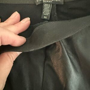 Eileen Fisher Black Leather front knit pant